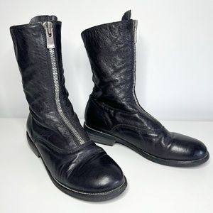 Guidi 310 Horse Leather Moto Combat Ankle Boots Front Zip Black Womens 37 7